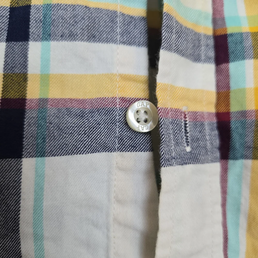 Baby Gap Boys White Gray Yellow Plaid Long Roll Tab Sleeve Preppy Button Shirt 5